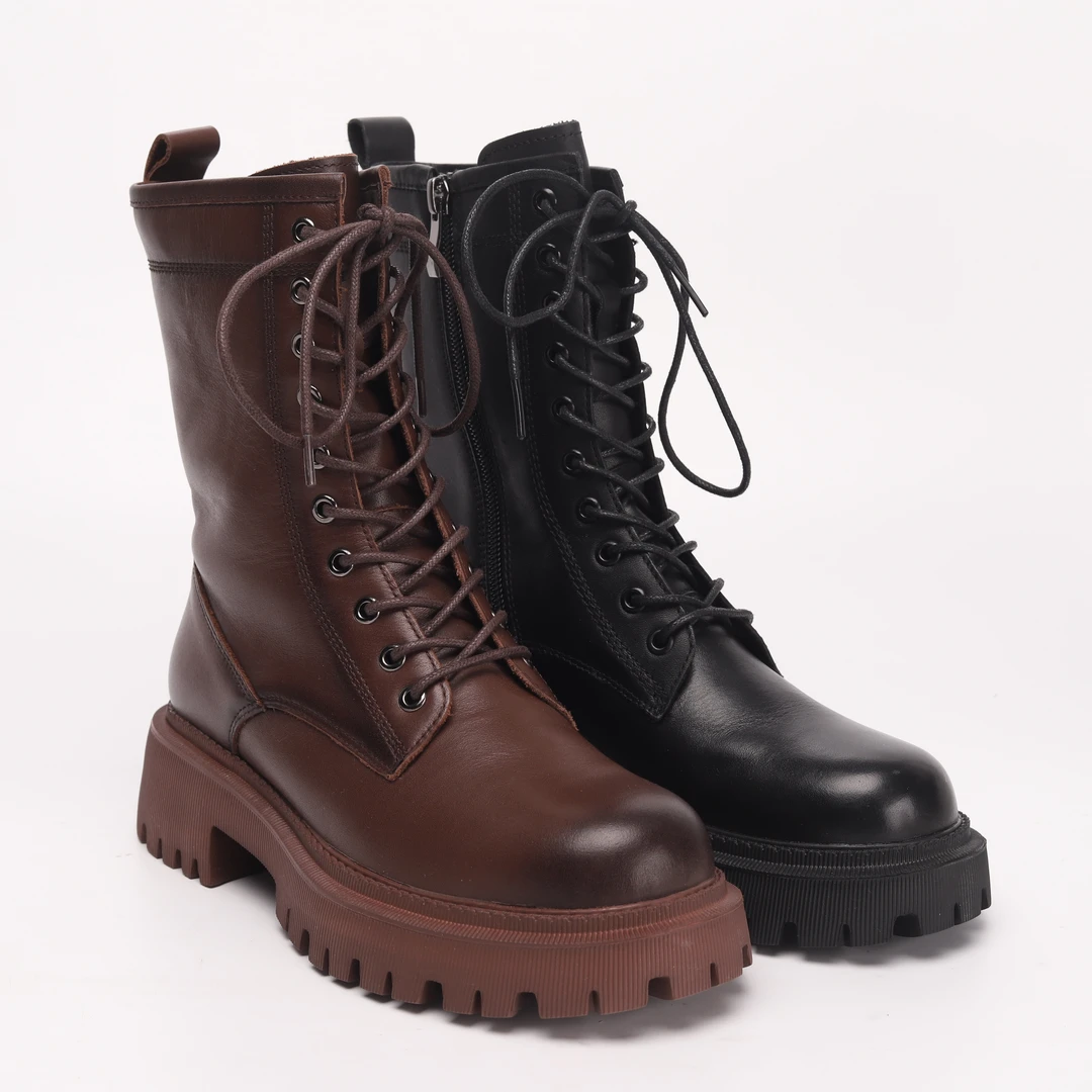 Jinho/金猴头层牛皮高筒时尚百搭女马丁靴#450481