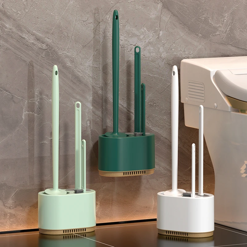 马桶刷三合一清洁刷家用卫生间蹲便器免打孔壁挂长柄无死角洁厕刷