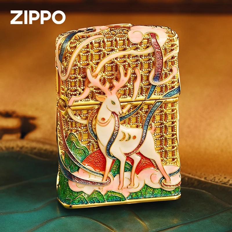 ZIPPO/之宝打火机花丝珐琅夜光瑶光神鹿国潮瑞兽送礼DYJ1