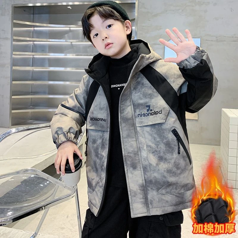 男童夹棉外套秋冬装2024新款加厚二棉儿童棉衣酷帅脏脏衣冬季风衣