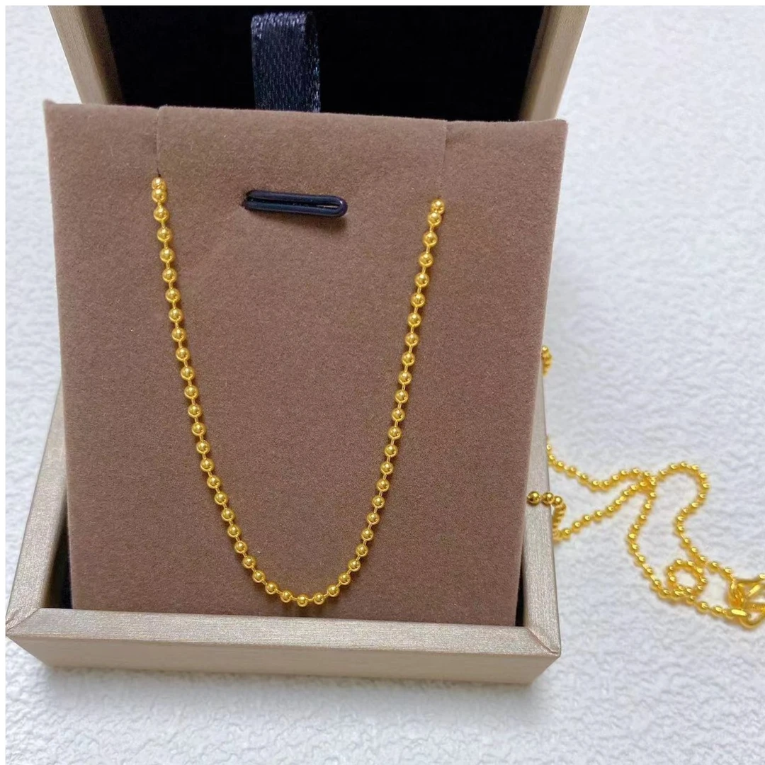 足金圆形小米珠项链、精致简约百搭款