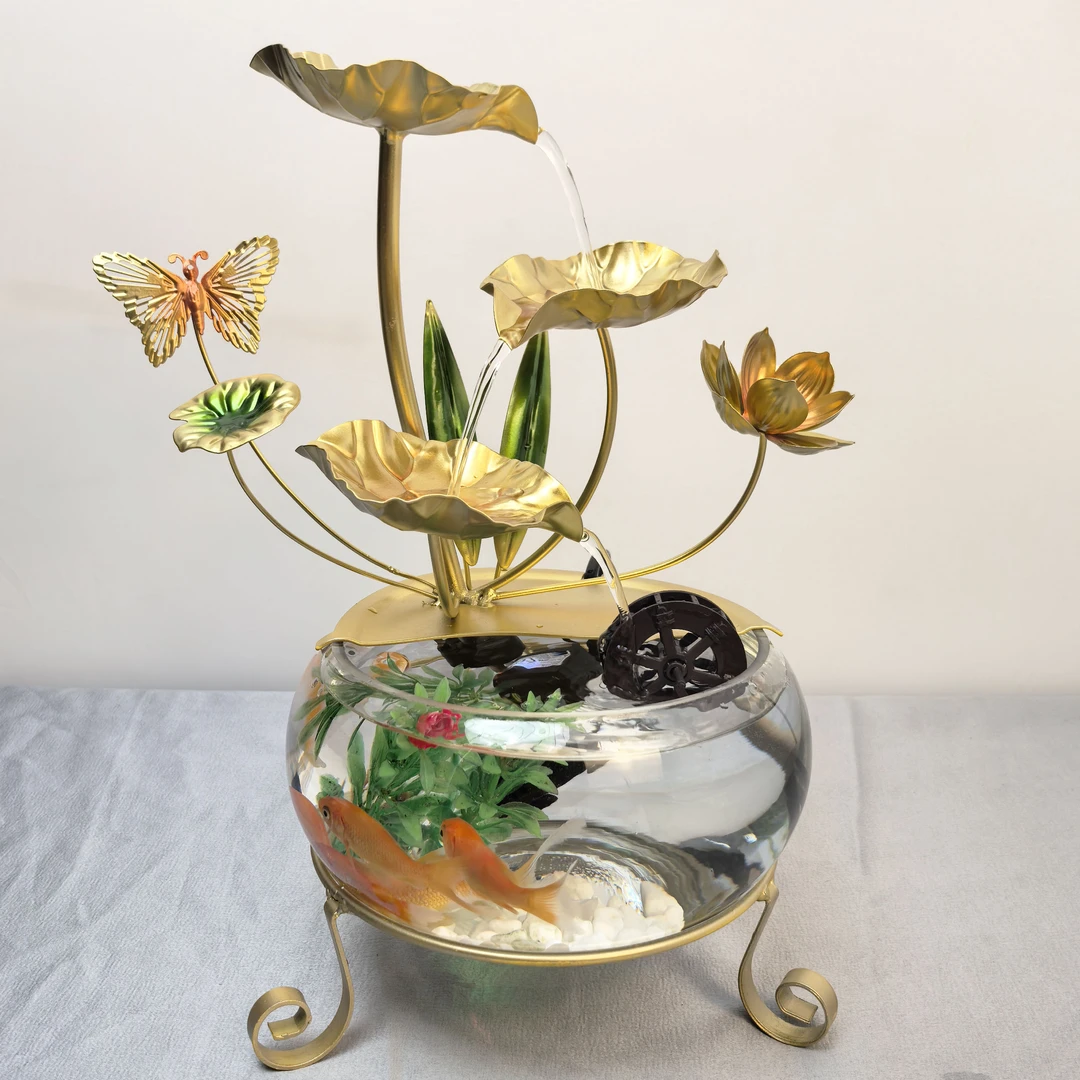 新中式高端流水摆件桌面摆件鱼缸款养鱼流水摆件装饰送礼佳品