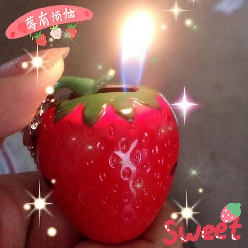 草莓打火机高颜值可爱创意挂件迷你个性创意小型可爱红色便携便携