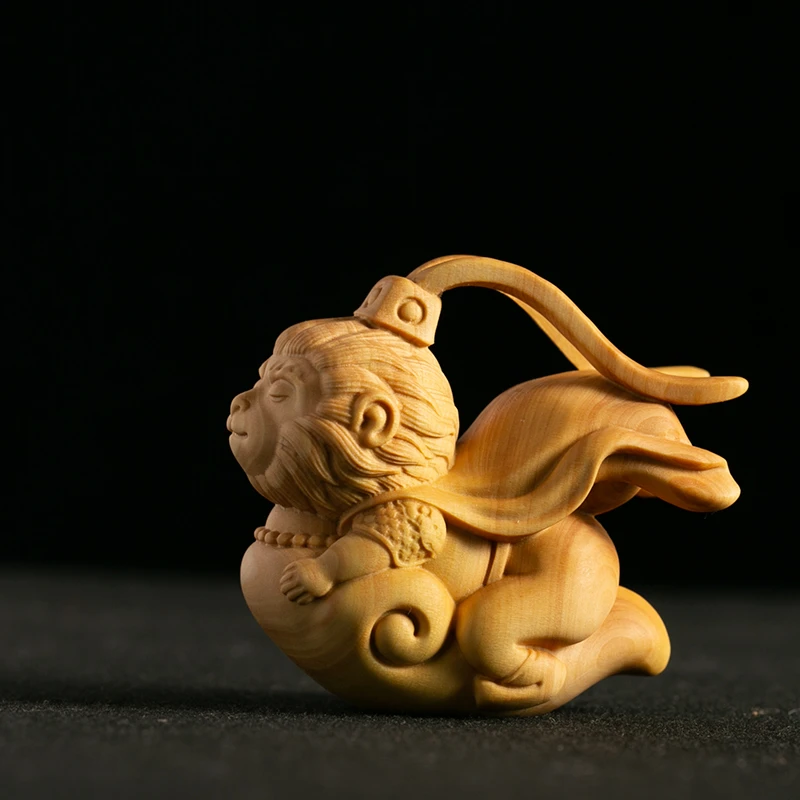 小叶乐清黄杨木雕齐天大圣孙悟空手把件男随身把玩实木雕刻收藏品