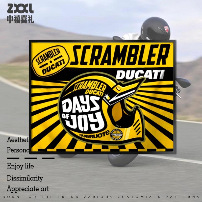 Ducati杜卡迪Scrambler复古摩托车俱乐部挂画酒吧背景墙装饰画zy