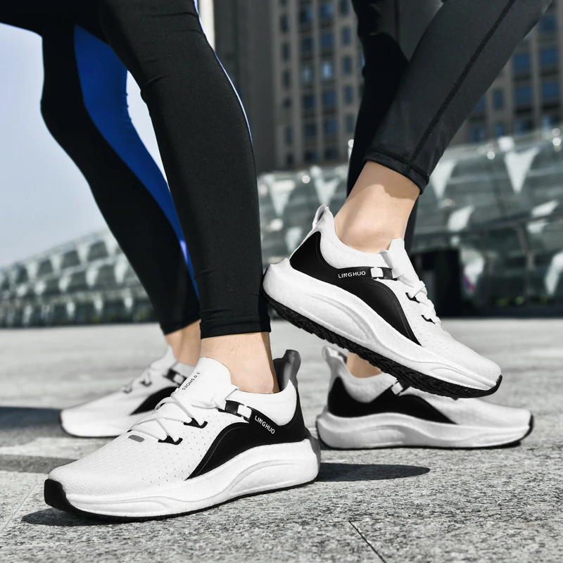 十项专利超轻爆米花底男女情侣同款透气减震百搭运动跑步鞋LJT
