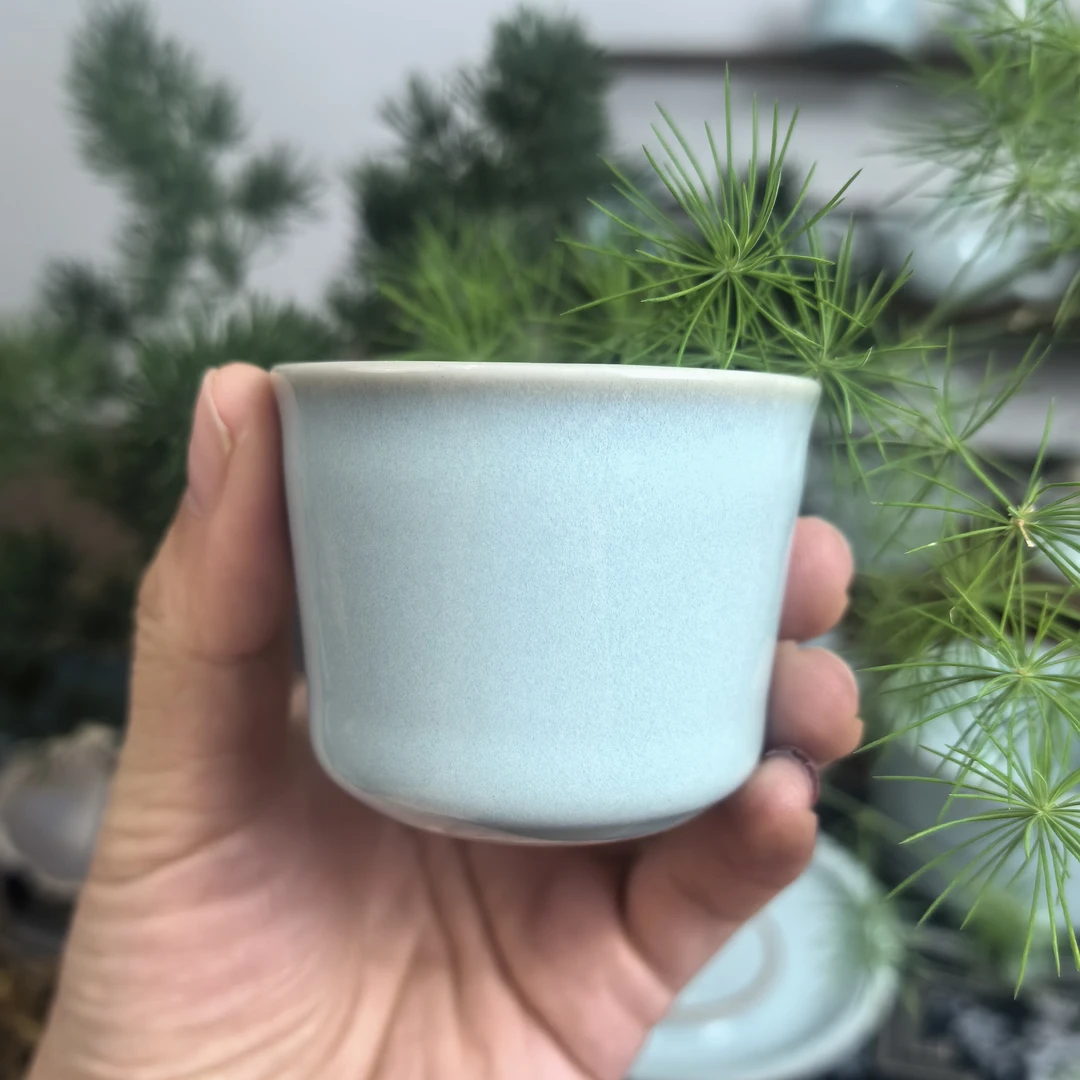 直口迷你可乐杯  汝州原矿汝瓷汝窑手工天青开片可养