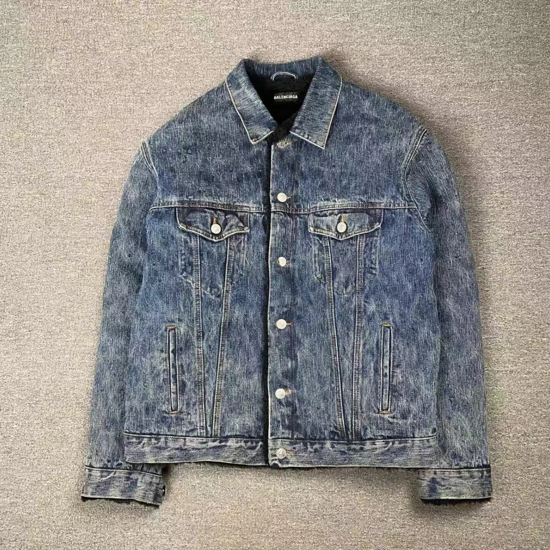 99新/巴黎世家Balenciaga/泰迪绒复古牛仔外套/48码/公价15600