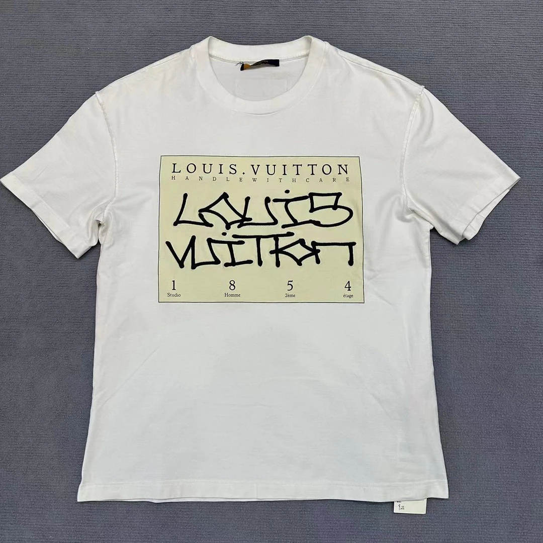 99新 RY/LV/路易威登/纯色字母印花圆领短袖/L码/公6100/7531626