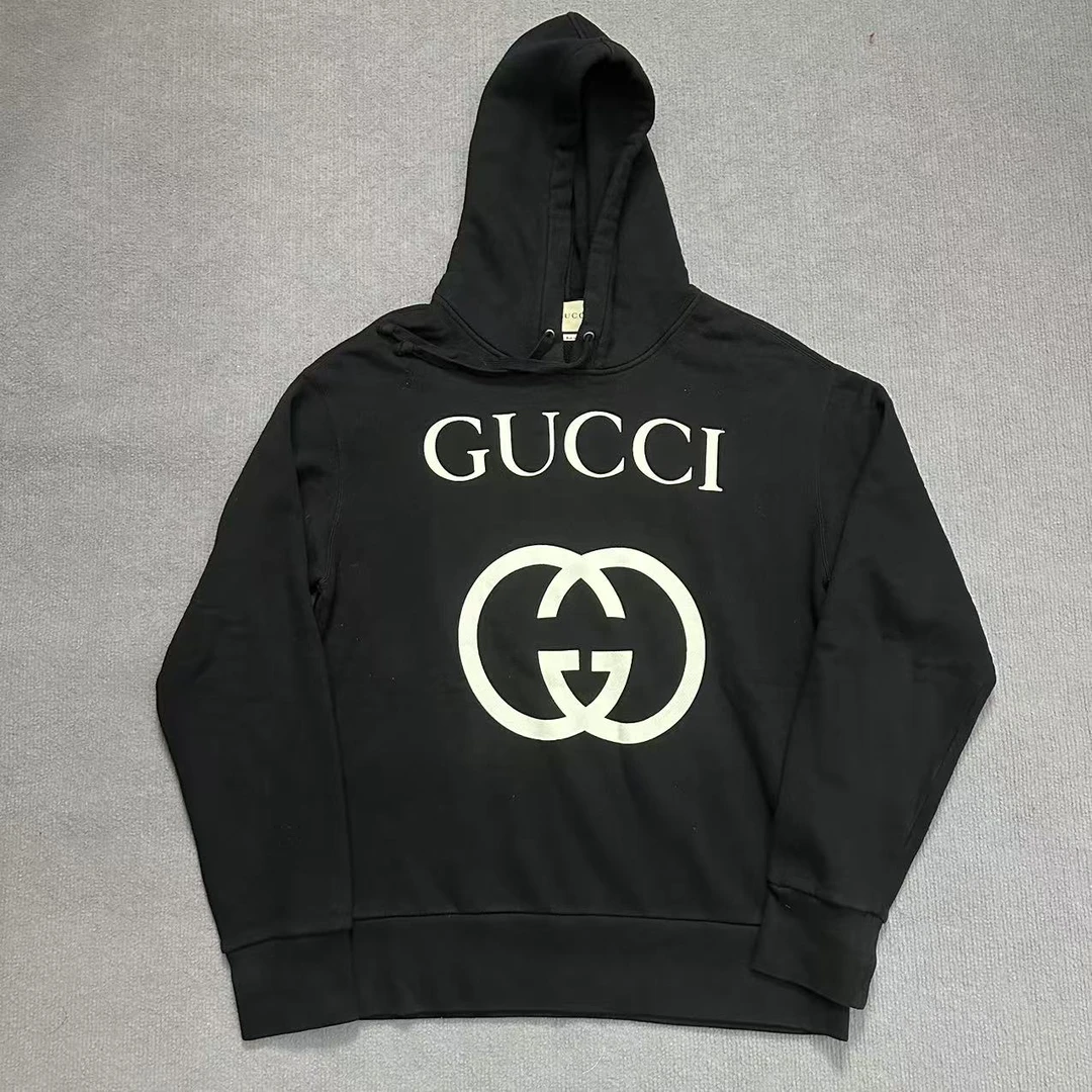 准新/GUCCI古驰/黑色LOGO卫衣/M码/衣长74胸围128