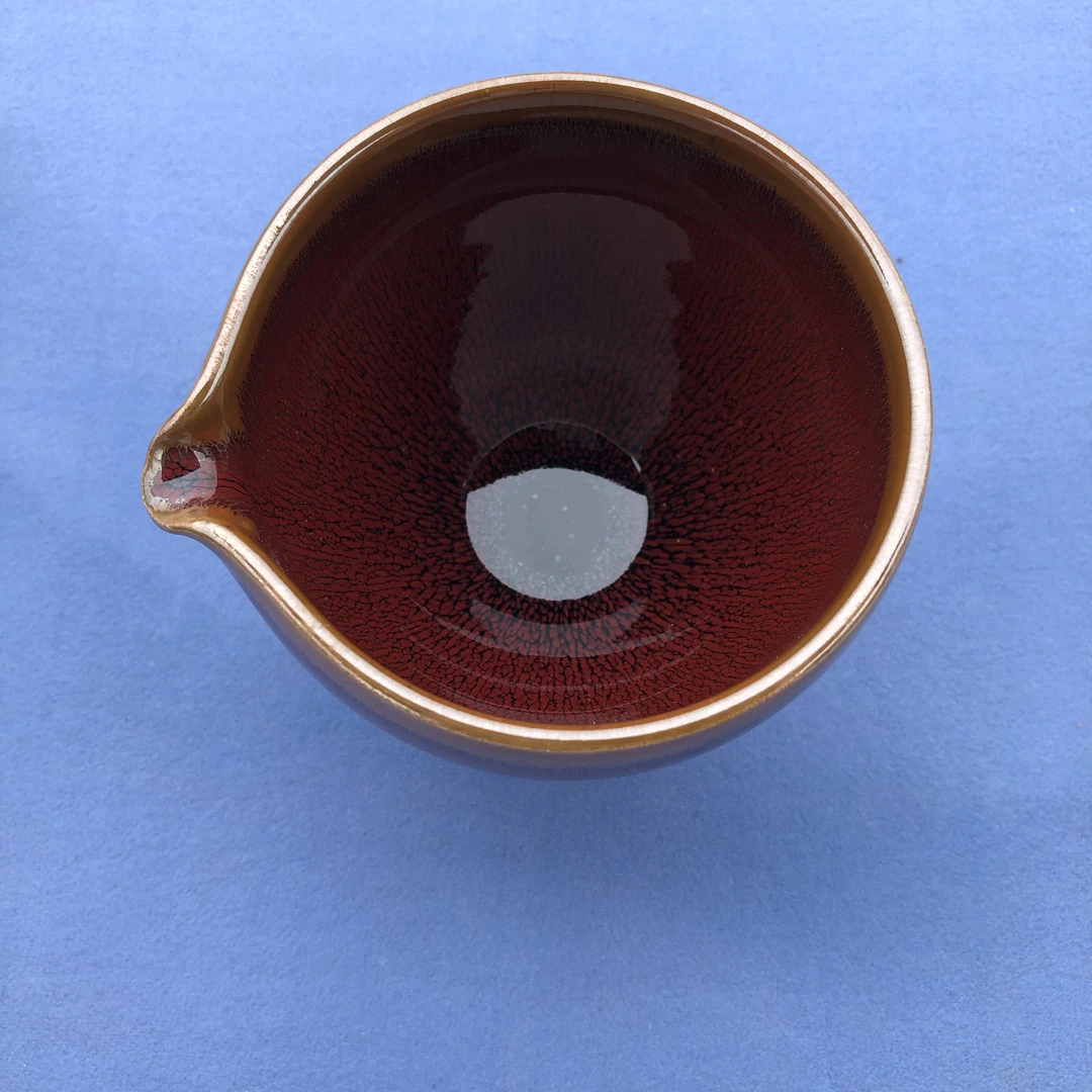 玉月坊纯手工制作中国红建盏公道杯