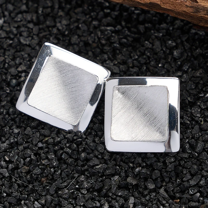 925银耳饰 梁雅帝新品【起伏镂空】磨砂拉丝气质个性纯银耳饰