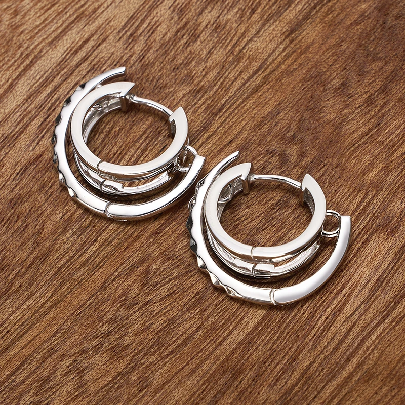 925银耳饰 梁雅帝专属新品三圈星环灵动轻奢气质纯银耳扣