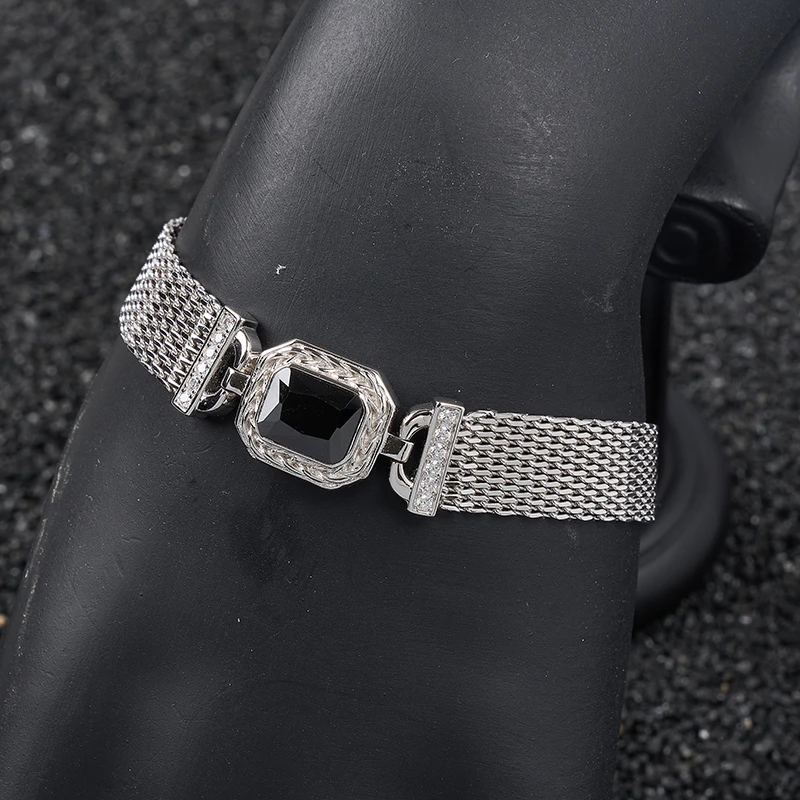 925银手链 梁雅帝新品【时空猎人】重工编织宽版纯银手链