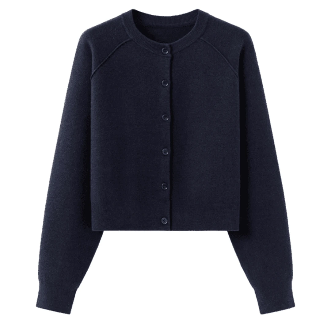 秋冬季新款时尚慵懒纯色开衫针织毛衣外套女开衫宽松圆领长袖上衣