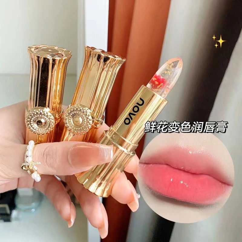 NOVO鲜花温感变色唇膏果冻保湿滋润去死皮淡化唇纹口红女素颜显白