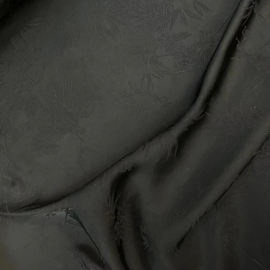 【黑竹】人丝铜氨丝提花面料国风新中式面料【JV8452黑竹】