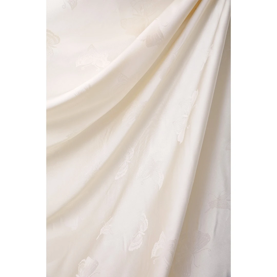 【香槟色蝴蝶】新款丝绸提花面料新中式风格布料【JC7119】