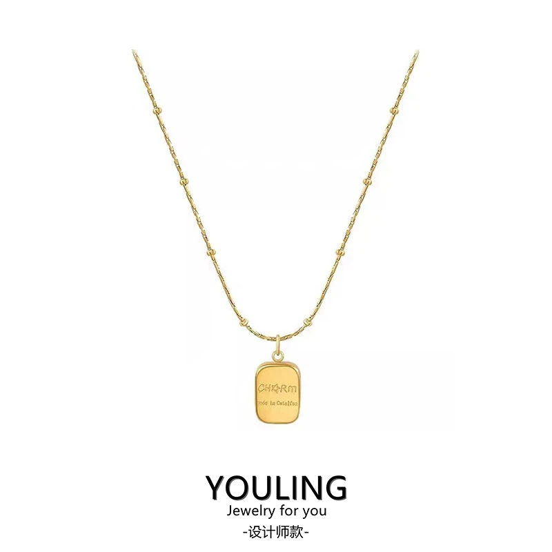 YOULING/柚琳 方牌轻奢小众设计项链