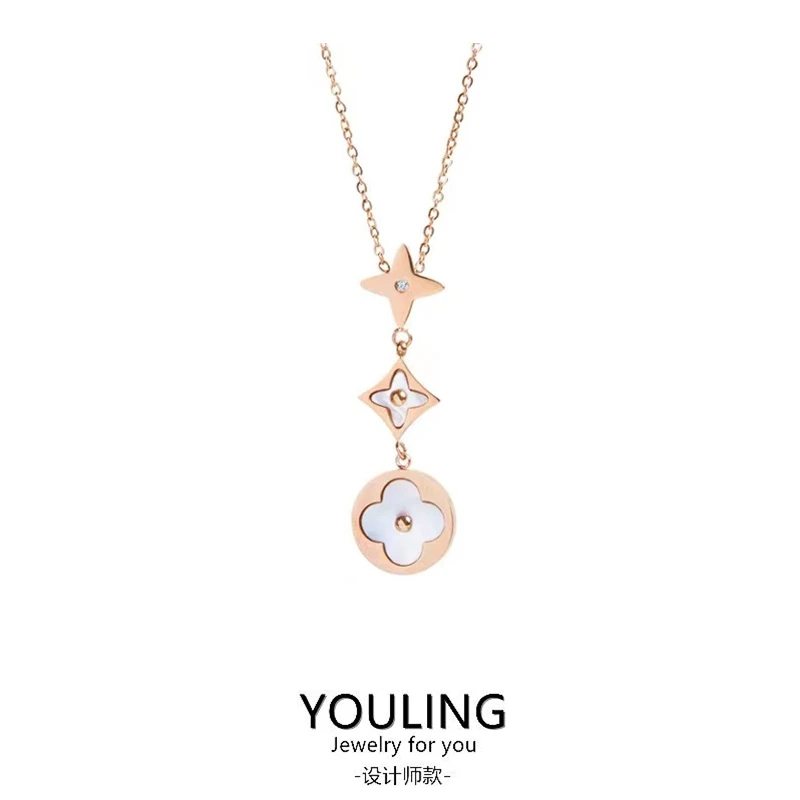 YOULING/柚琳 经典四叶花朵长项链女设计师百搭