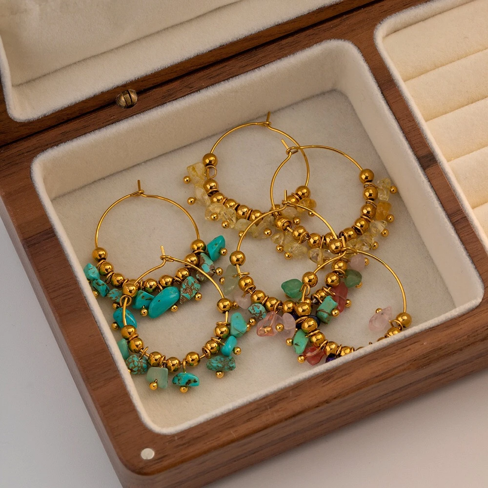 铜合金莫桑石耳饰 【波西米亚】夏季小众百搭显白彩石耳环