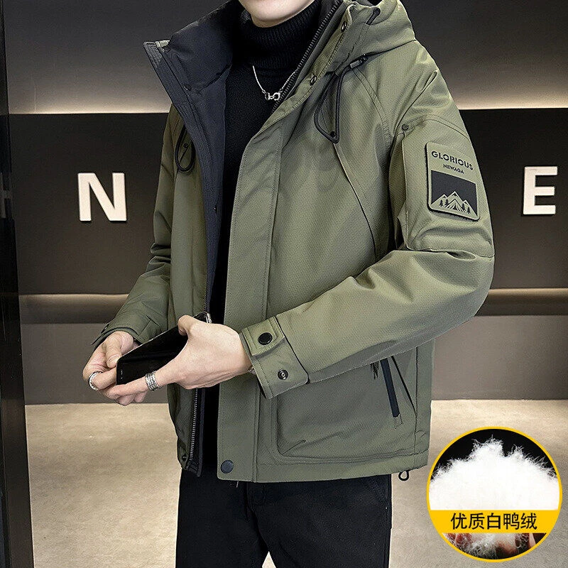 【商城同款】羽绒服男士加厚连帽短款青年潮牌外套休闲户外防风男装