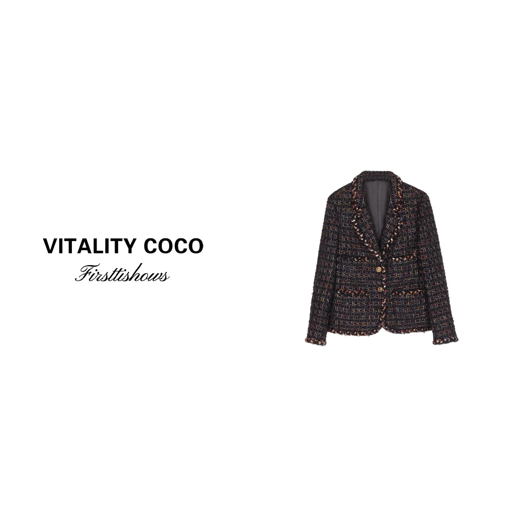 「VITALITY COCO」24秋冬上新热卖重工彩色泼墨女士毛呢外套-1313