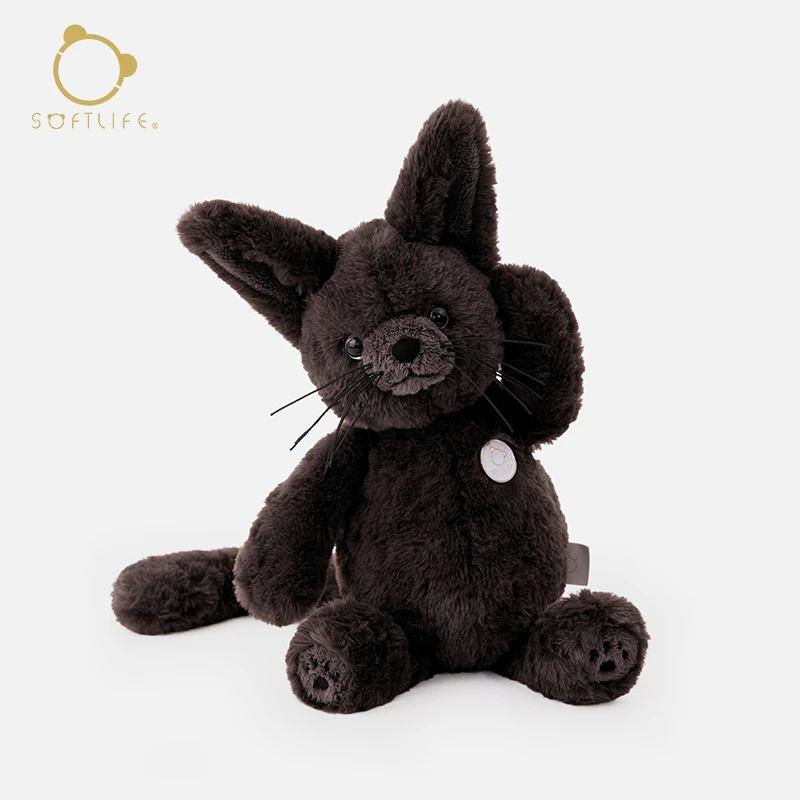 softlife小猫咪德文猫毛绒玩具公仔娃娃黑猫生日礼物送女生