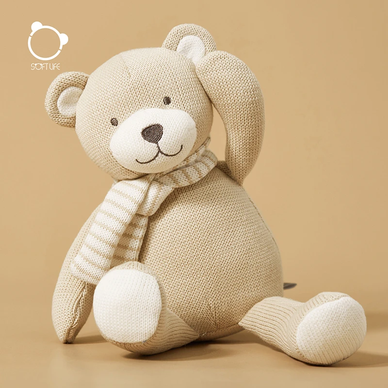 softlife婴儿安抚娃娃阿贝贝小熊玩具手偶公仔生日礼物送女生