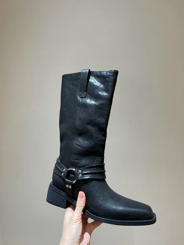 【欧货】特价断码粗跟长筒靴