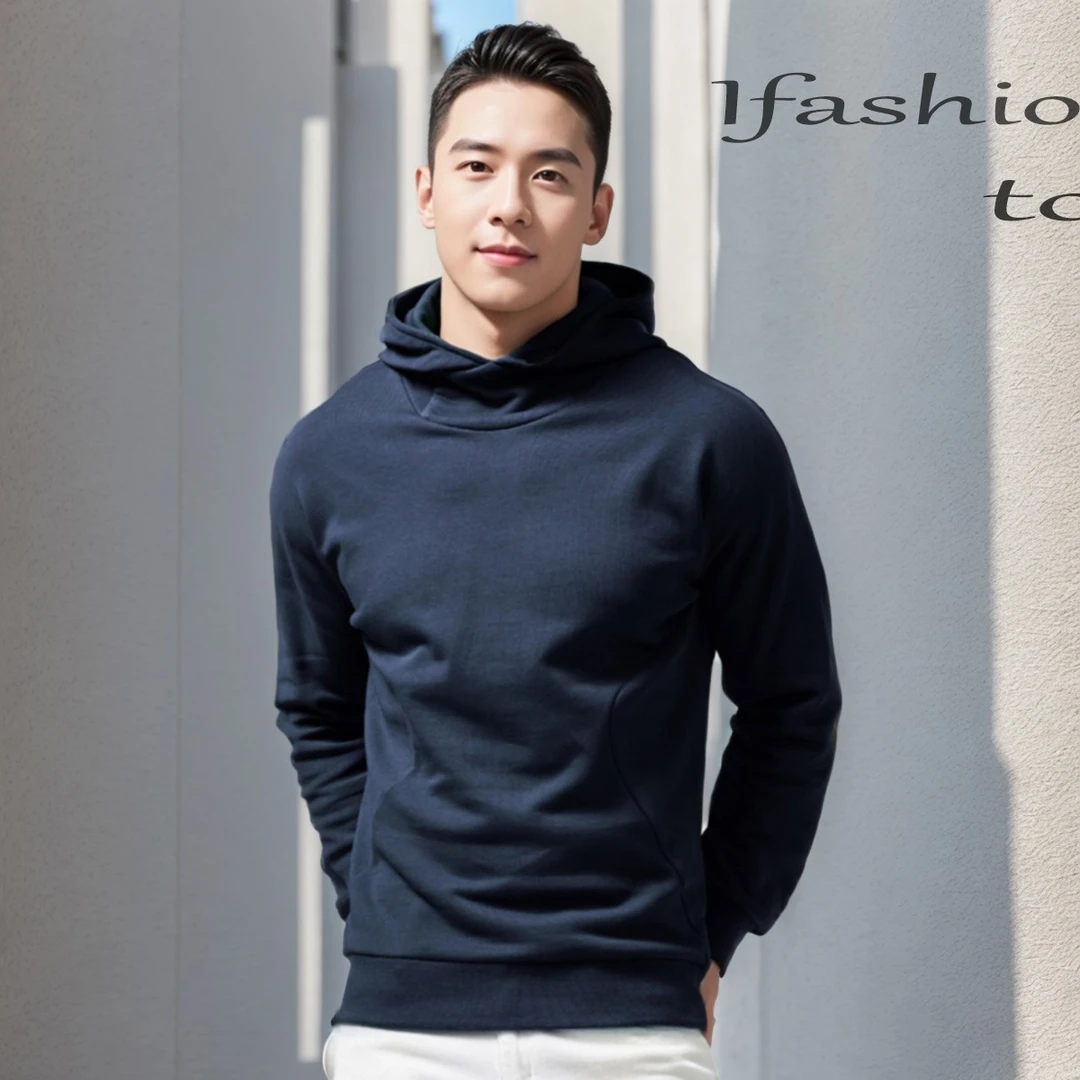 新款秋冬款男士卫衣连帽高领帽衫百搭重磅全棉宽松潮上衣外套带帽