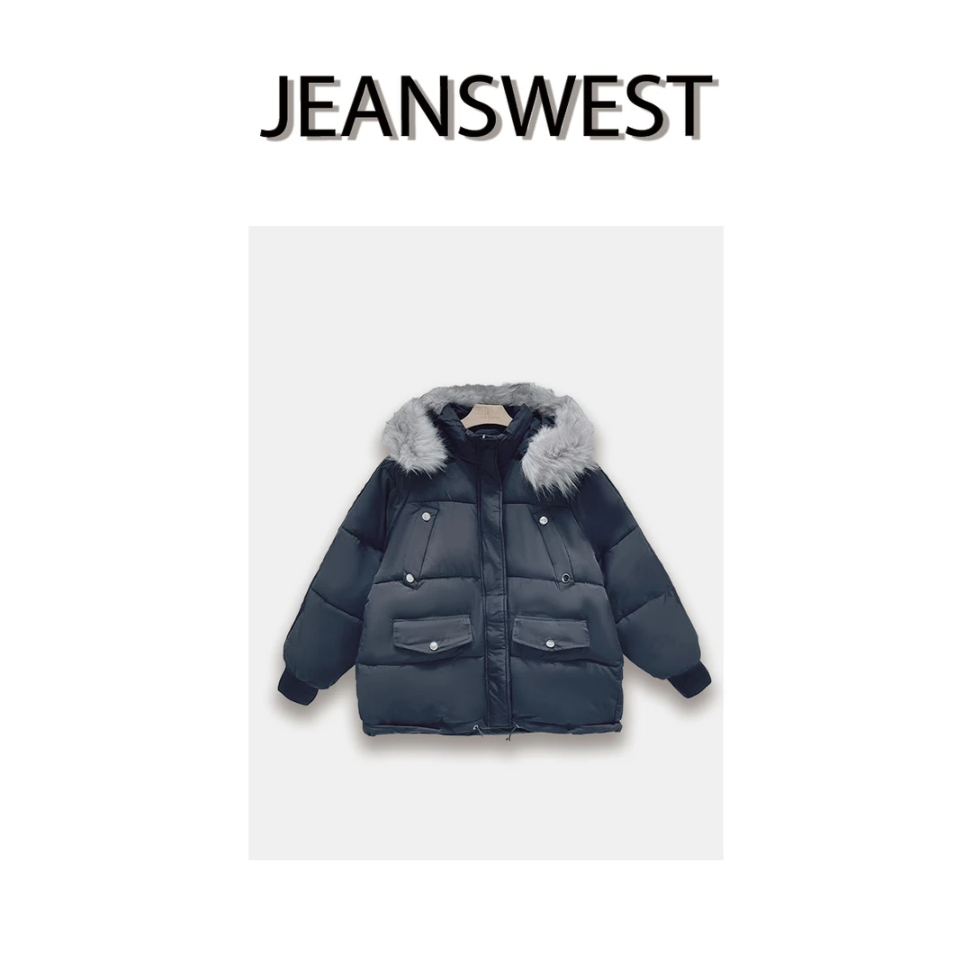 Jeanswest/真维斯秋冬时尚美拉德毛毛连帽保暖棉衣女KI-34-222010