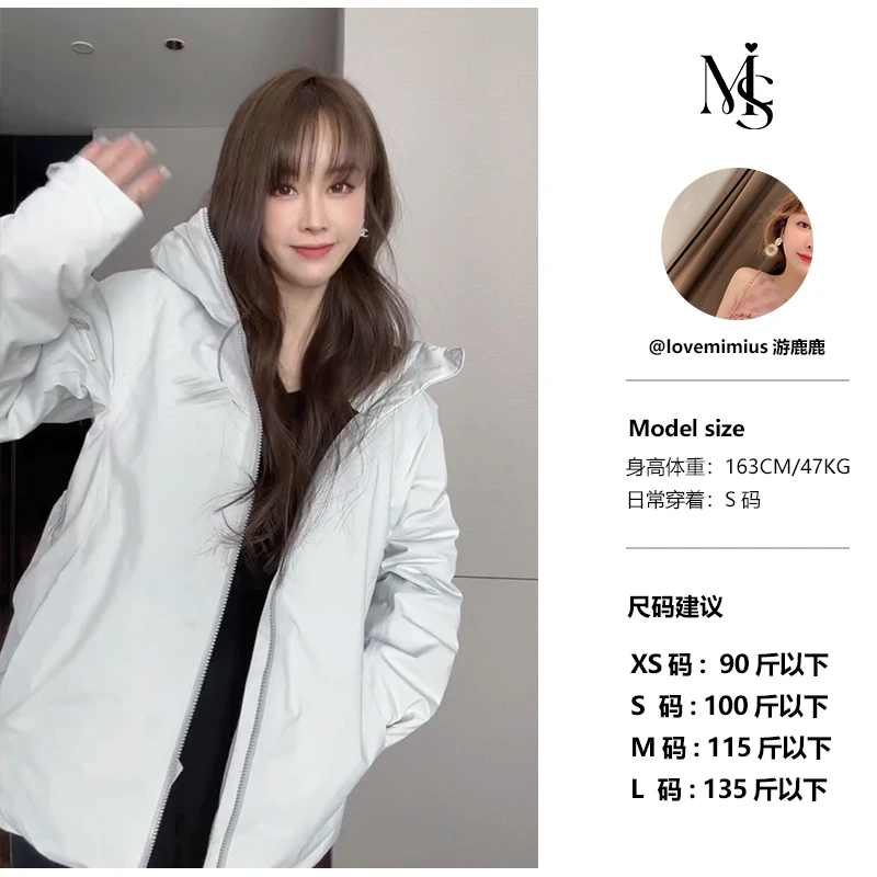 【MIMIUS＆雪儿】原子灰经典连帽拉链冲锋衣鹅绒服 E12161