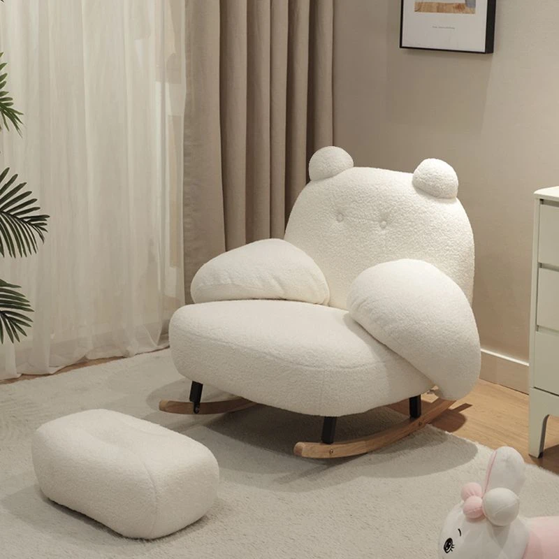 简约奶油风熊抱摇摇椅小户型客厅网红懒人沙发北欧阳台休闲躺椅