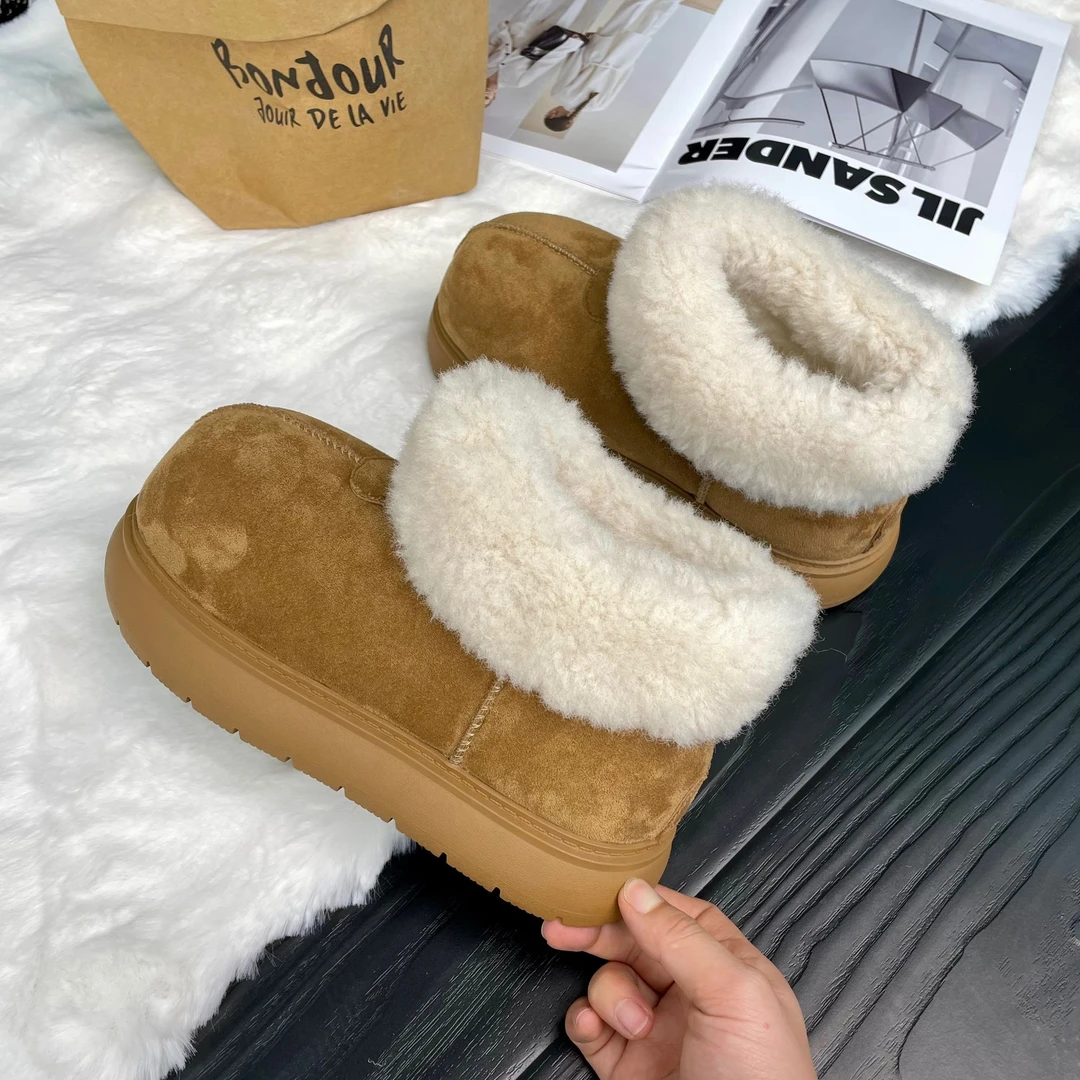 娃哈哈冬季加绒雪地靴女2025新款二棉靴子女防水防寒户外保暖棉鞋