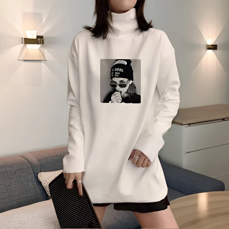 高领打底衫女内搭秋冬2024新款加绒加厚高级感爆款白色中长款上衣