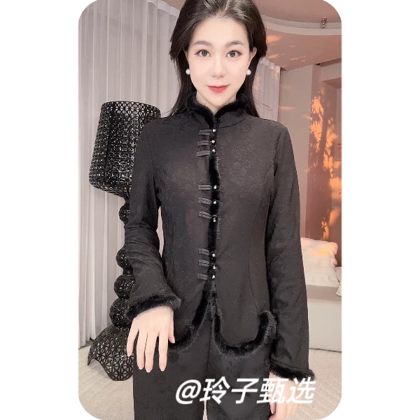 （南希）新中式百搭时尚显瘦高级轻奢加绒打底衫国风上衣