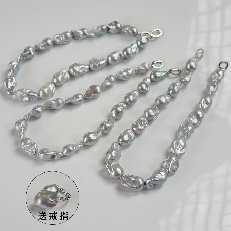 W-61送戒指【蓝血灰巴项链】天然大巴洛克珍珠满串/多样性发货/一条