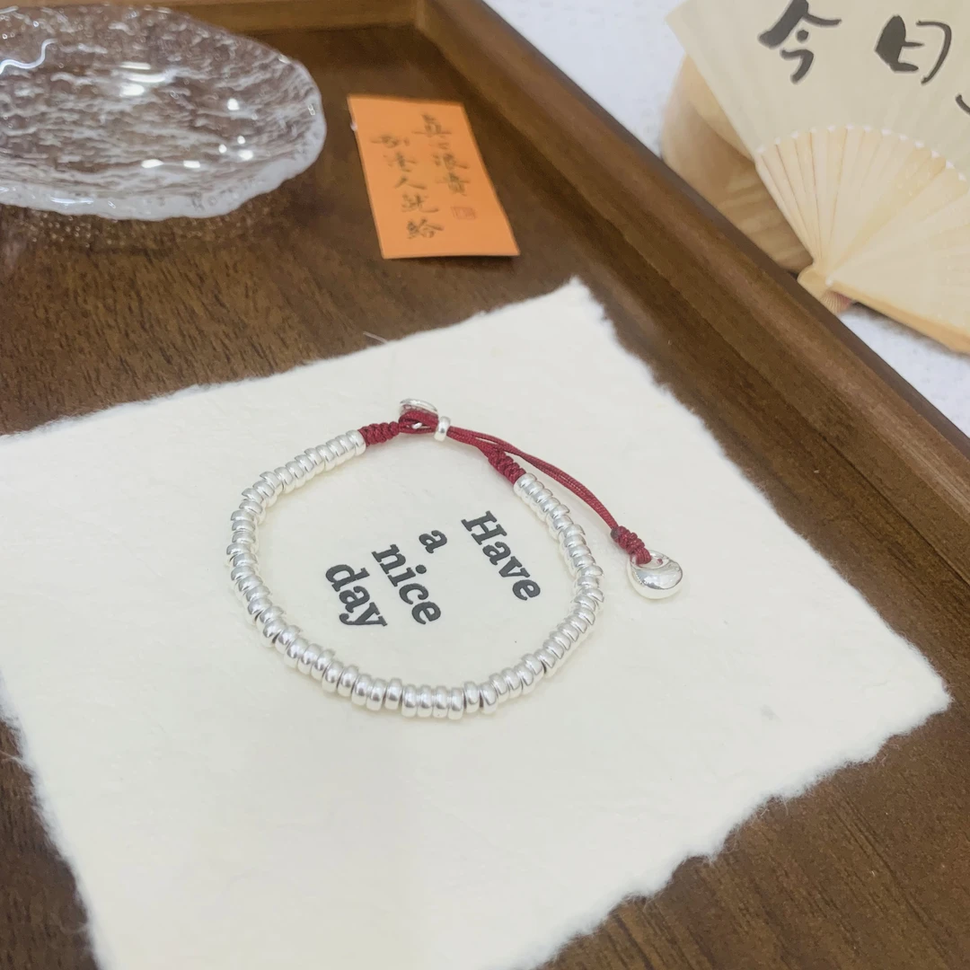 925银手链 925银手链盘缠珠简约小众小秤砣平安喜乐轻奢时尚百搭