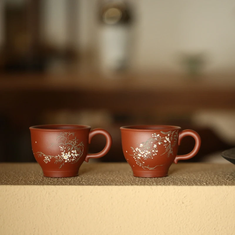 杯研所 | 玉兰杯 紫藤花开 小煤窑朱泥 125cc 主人杯 泥绘 全手工