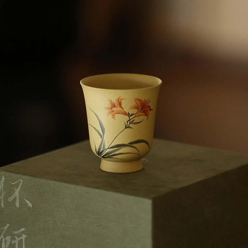 杯研所 | 铃铛杯 忘忧草 本山绿泥 90cc 主人杯 泥绘 全手工