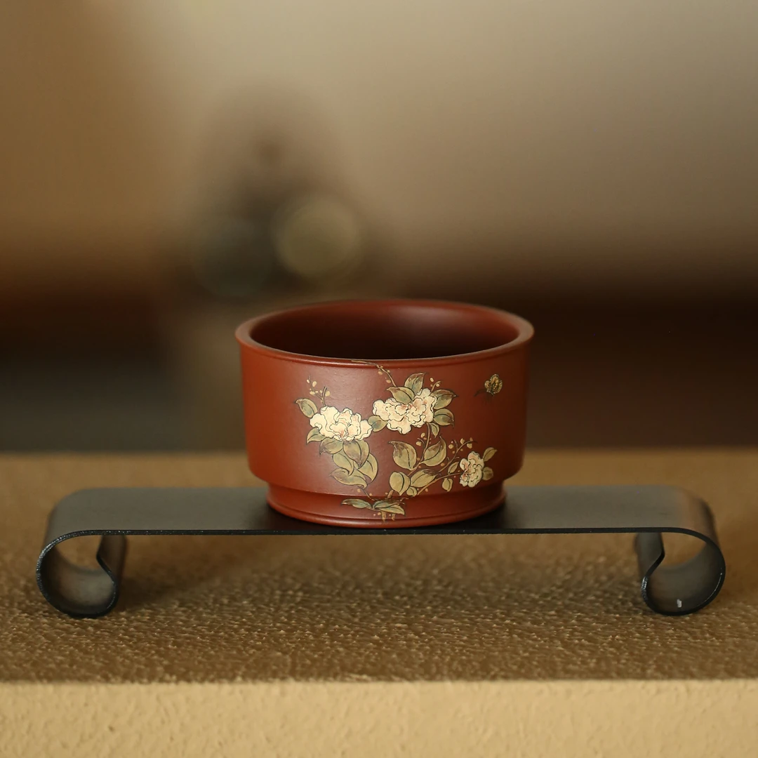 杯研所 | 金刚杯 舞蝶迷香 小煤窑朱泥 140cc 主人杯 泥绘 全手工