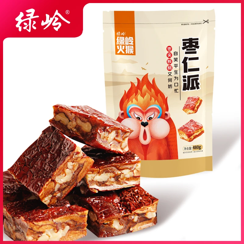 绿岭枣仁派红枣夹核桃480g休闲零食无核新疆红枣坚果零食开口即食