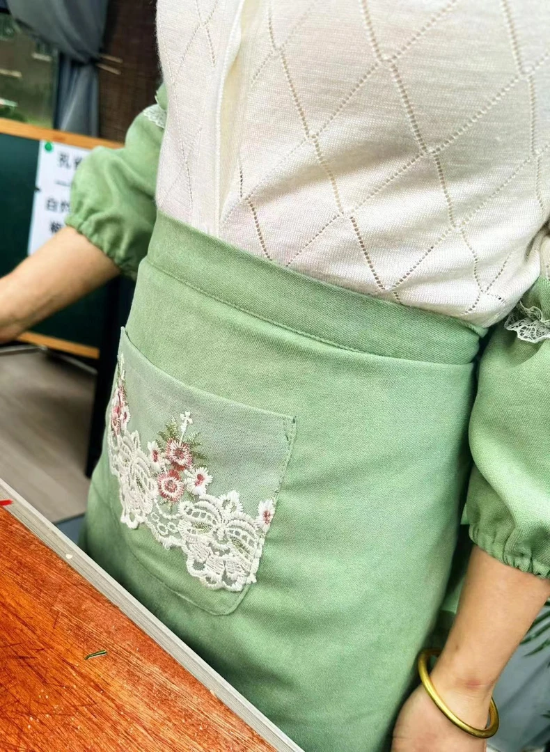 厨房家用防水男女新款网红国风围裙手工神器成人防油双层