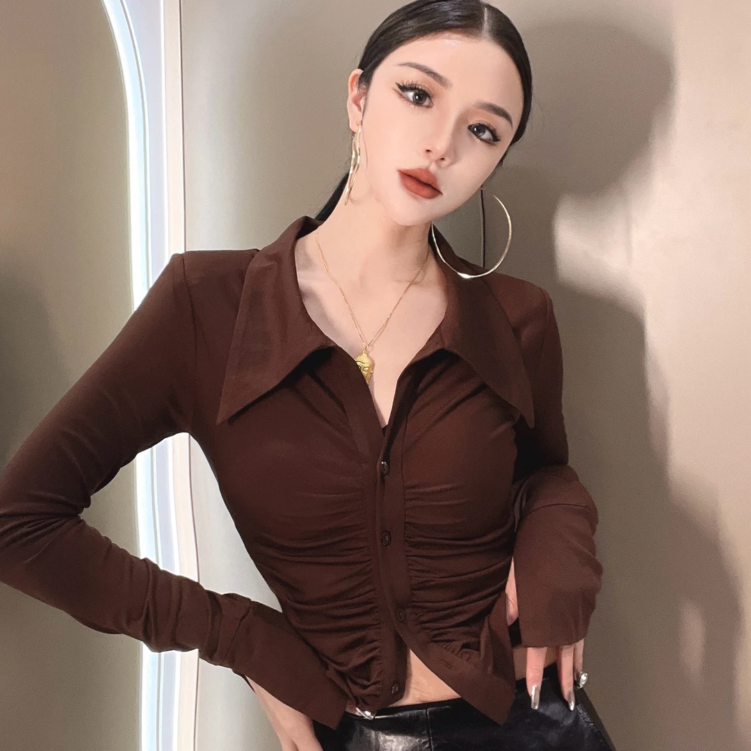 轻奢高端品质女装气质纯色长袖短款小开衫女上衣修身显瘦百搭5557