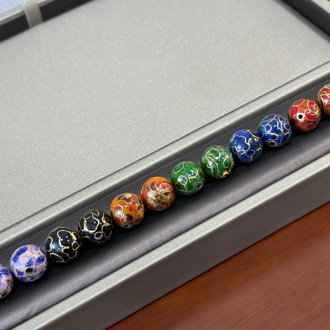 瑞蓝轩景泰蓝单珠铜胎掐丝珐琅非遗手工艺DIY配饰直径14mm