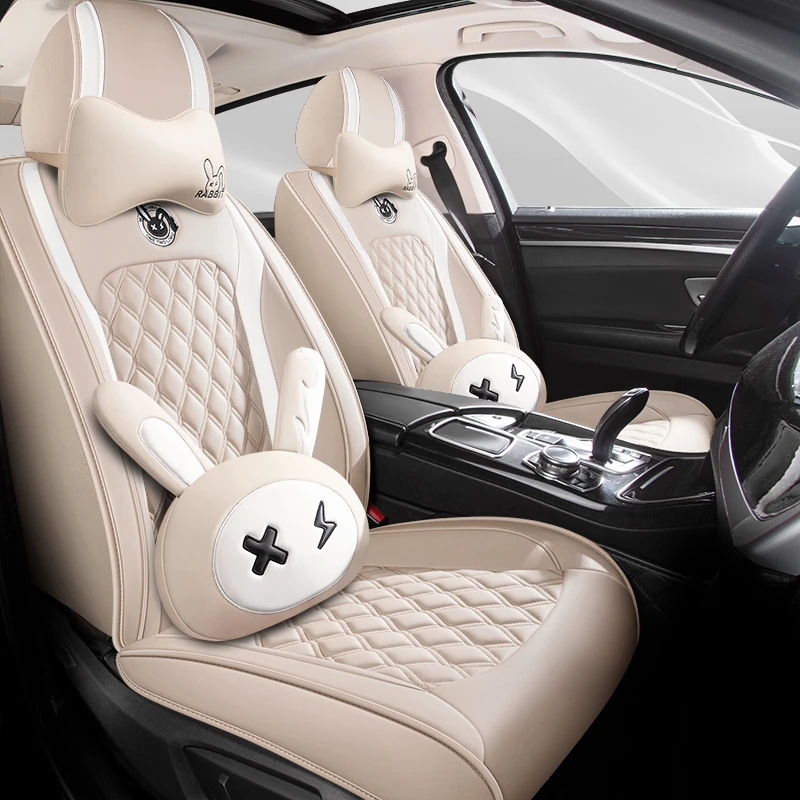许心愿2023年新款汽车用品坐垫卡通塔克兔全皮四季通用汽车坐垫