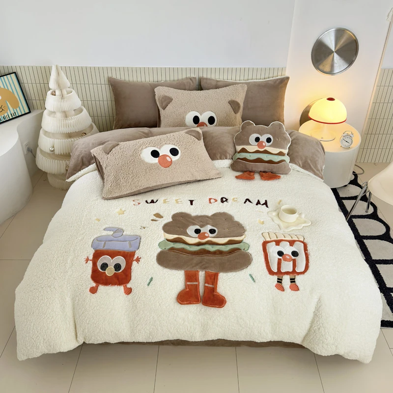 水星.家纺水星系列2024新款羊羔绒双面绒牛奶绒可爱学生卡通贴布