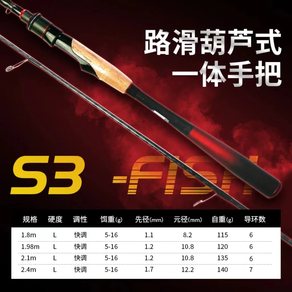 渔帮派S3一体手把大导环路滑竿路亚滑漂户外大物钓竿碳素