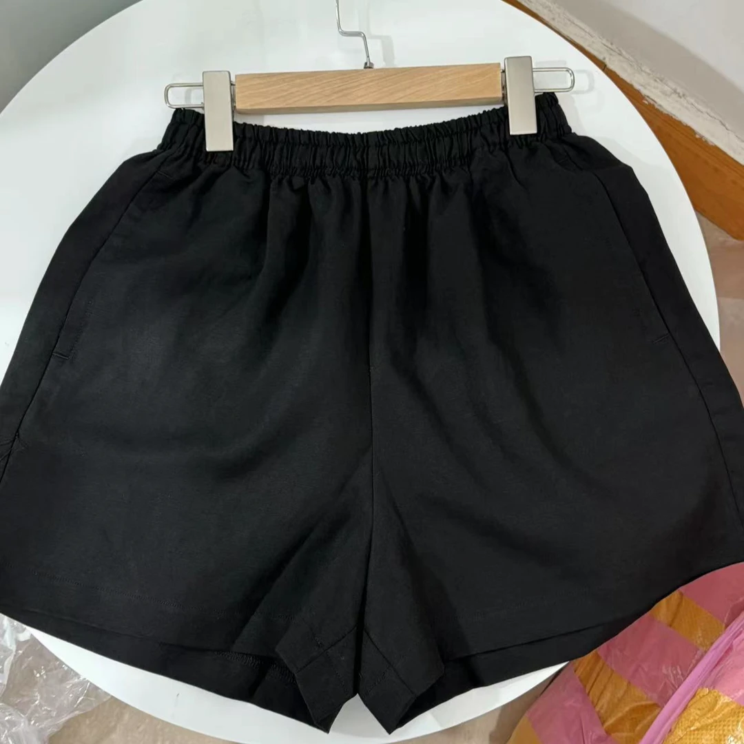 [韩国正品] M*u 新款松紧腰麻料短裤